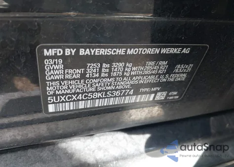 2019 BMW X7 xDrive50I z USA, uszkodzony, nr VIN 5UXCX4C58KLS36774